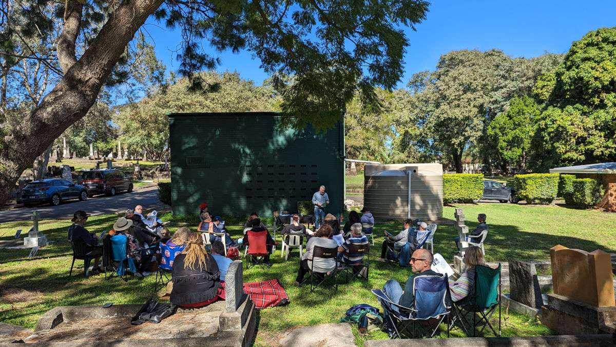 'History Among the Graves' talk, South Brisbane Cemetery, July 2022.