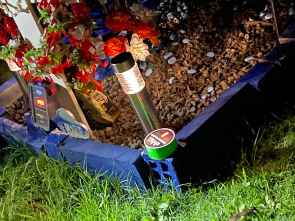 A home-made device marked 'trap'.