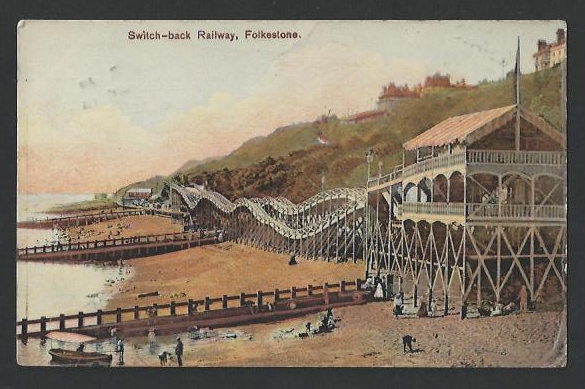 Switchback railway, Folkestone, England, circa 1900.