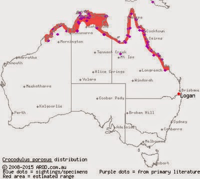 Saltwater crocodile distribution. (Australian Reptile Online Database)