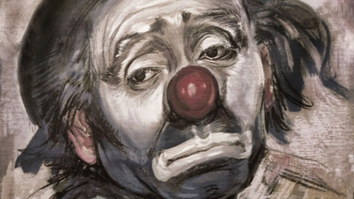 Painting of sad clown